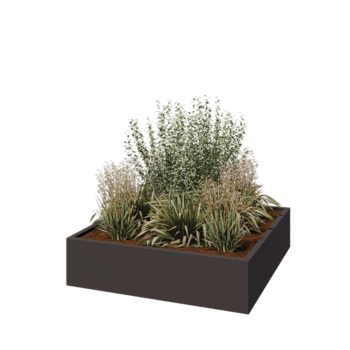 Stalowa donica - Kwadratowe - 120 x 120 x 30 cm - RAL7016 matowy (szary antracyt) - Bez płyty dolnej