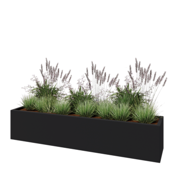 Donica poliestrowa - Prostokąt - 200 x 40 x 40 cm - RAL7021 matowy (czarny szary) - Z dnem