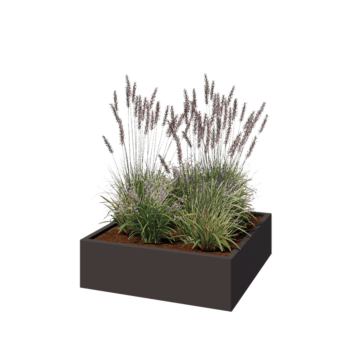 Stalowa donica - Kwadratowe - 100 x 100 x 30 cm - RAL7016 matowy (szary antracyt) - Bez płyty dolnej