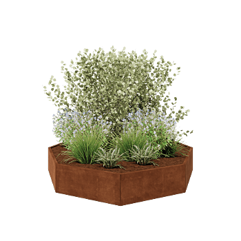 Donica ze stali corten - Ośmiokątne - 241,4 x 241,4 x 40 cm - Bez płyty dolnej