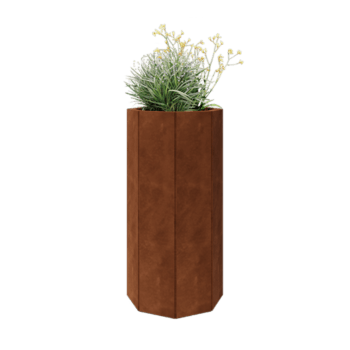 Donica ze stali corten - Ośmiokątne - 48,3 x 48,3 x 100 cm - Z płytą dolną