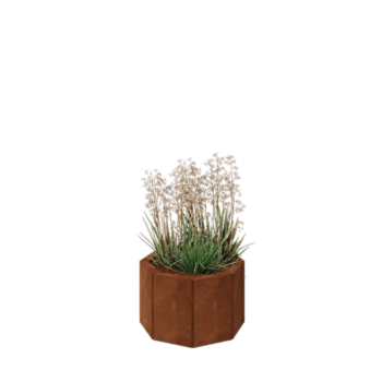 Donica ze stali corten - Ośmiokątne - 48,3 x 48,3 x 30 cm - Z płytą dolną