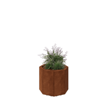 Donica ze stali corten - Ośmiokątne - 48,3 x 48,3 x 40 cm - Z płytą dolną - Z nóżkami