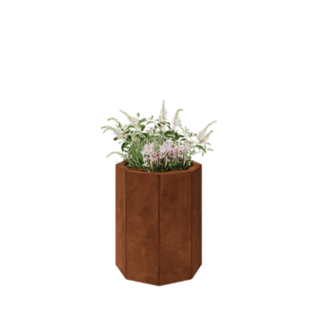 Donica ze stali corten - Ośmiokątne - 48,3 x 48,3 x 60 cm - Bez płyty dolnej