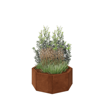 Donica ze stali corten - Ośmiokątne - 72,4 x 72,4 x 30 cm - Z płytą dolną