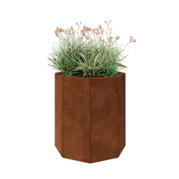 Donica ze stali corten - Ośmiokątne - 72,4 x 72,4 x 80 cm - Z płytą dolną