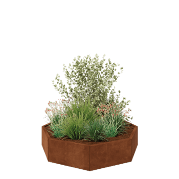 Donica ze stali corten - Ośmiokątne - 144,9 x 144,9 x 30 cm - Bez płyty dolnej