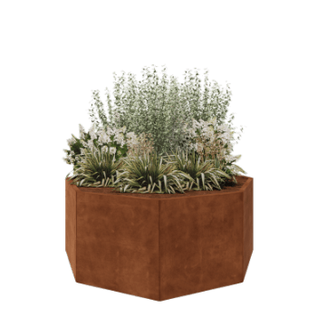 Donica ze stali corten - Ośmiokątne - 168,6 x 168,6 x 70 cm - Bez płyty dolnej