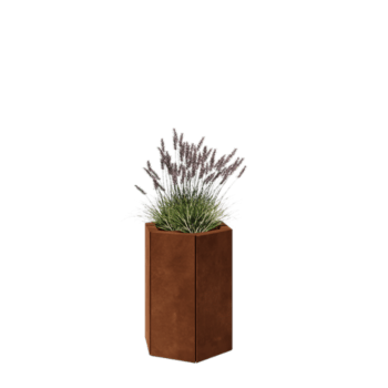 Donica ze stali corten - Sześciokątne - 39,3 x 34,6 x 50 cm - Z płytą dolną