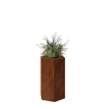 Donica ze stali corten - Sześciokątne - 39,3 x 34,6 x 60 cm - Z płytą dolną