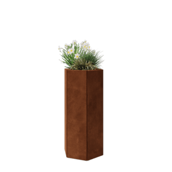 Donica ze stali corten - Sześciokątne - 39,3 x 34,6 x 80 cm - Z płytą dolną