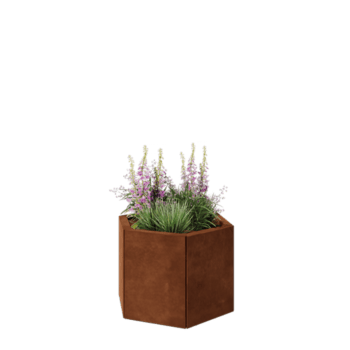 Donica ze stali corten - Sześciokątne - 59,3 x 52 x 40 cm - Z płytą dolną