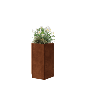 Donica ze stali corten - Sześciokątne - 59,3 x 52 x 80 cm - Z płytą dolną