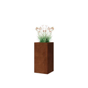 Donica ze stali corten - Kwadratowe - 30 x 30 x 60 cm - Z płytą dolną