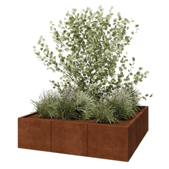 Donica XXL ze stali corten - Kwadratowe - 150 x 150 x 40 cm - Bez płyty dolnej