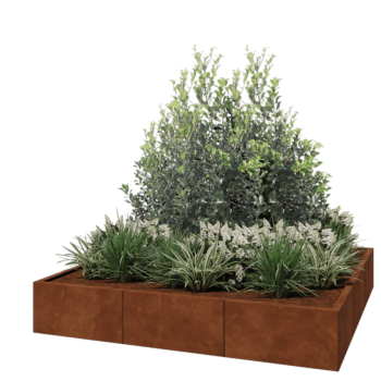 Donica XXL ze stali corten - Kwadratowe - 180 x 180 x 30 cm - Bez płyty dolnej