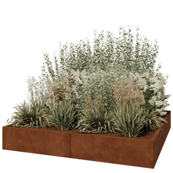 Donica XXL ze stali corten - Kwadratowe - 200 x 200 x 30 cm - Bez płyty dolnej