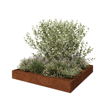 Donica XXL ze stali corten - Kwadratowe - 240 x 240 x 30 cm - Bez płyty dolnej