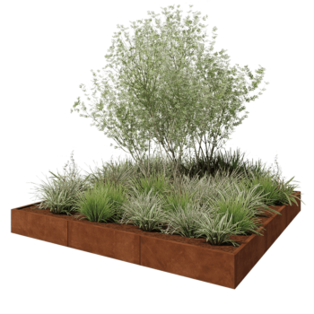 Donica XXL ze stali corten - Kwadratowe - 300 x 300 x 30 cm - Bez płyty dolnej