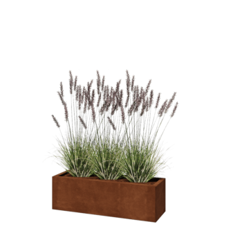 Donica ze stali corten - Prostokątne - 100 x 30 x 30 cm - Bez płyty dolnej