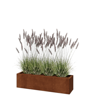 Donica ze stali corten - Prostokątne - 120 x 30 x 30 cm - Z płytą dolną