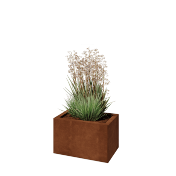 Donica ze stali corten - Prostokątne - 50 x 30 x 30 cm - Z płytą dolną