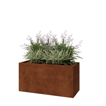 Donica ze stali corten - Prostokątne - 120 x 50 x 60 cm - Z płytą dolną