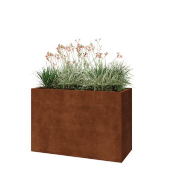 Donica ze stali corten - Prostokątne - 120 x 50 x 80 cm - Z płytą dolną