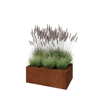 Donica ze stali corten - Prostokątne - 80 x 50 x 30 cm - Bez płyty dolnej