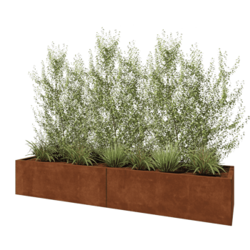 Donica XXL ze stali corten - Prostokątne - 240 x 60 x 40 cm - Z płytą dolną