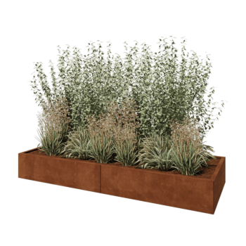 Donica XXL ze stali corten - Prostokątne - 240 x 80 x 30 cm - Z płytą dolną