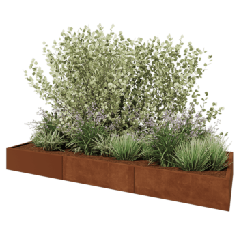Donica XXL ze stali corten - Prostokątne - 300 x 100 x 30 cm - Bez płyty dolnej
