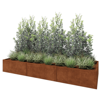 Donica XXL ze stali corten - Prostokątne - 300 x 100 x 40 cm - Bez płyty dolnej