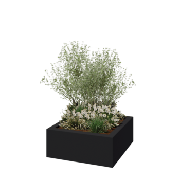 Donica poliestrowa - Kwadrat - 100 x 100 x 40 cm - RAL7021 matowy (czarny szary) - Z dnem