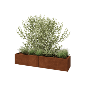 Donica XXL ze stali corten - Prostokątne - 160 x 40 x 30 cm - Z płytą dolną