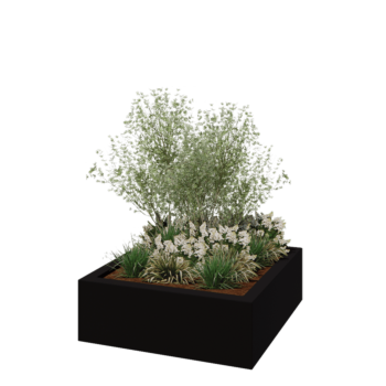 Donica poliestrowa - Kwadrat - 120 x 120 x 40 cm - RAL9005 matowy (czarny) - Z dnem