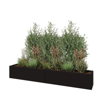 Stalowa donica XXL - Prostokątne - 200 x 30 x 30 cm - RAL9005 matowy (czarny) - Z płytą dolną