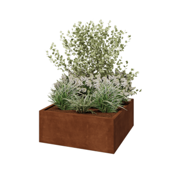 Donica ze stali corten - Kwadratowe - 100 x 100 x 40 cm - Bez płyty dolnej