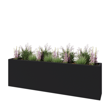 Donica poliestrowa - Prostokąt - 200 x 30 x 60 cm - RAL7021 matowy (czarny szary) - Z dnem