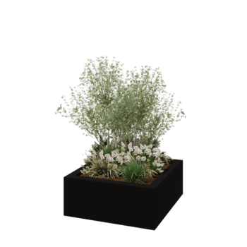 Donica poliestrowa - Kwadrat - 100 x 100 x 40 cm - RAL9005 matowy (czarny) - Z dnem