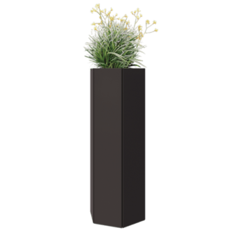 Stalowa donica - Sześciokątne - 39,3 x 34,6 x 100 cm - RAL7016 matowy (szary antracyt) - Bez płyty dolnej