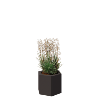 Stalowa donica - Sześciokątne - 39,3 x 34,6 x 30 cm - RAL7016 matowy (szary antracyt) - Bez płyty dolnej