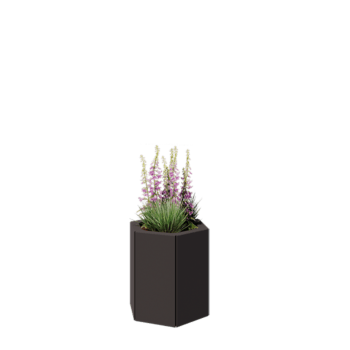 Stalowa donica - Sześciokątne - 39,3 x 34,6 x 40 cm - RAL7016 matowy (szary antracyt) - Z płytą dolną