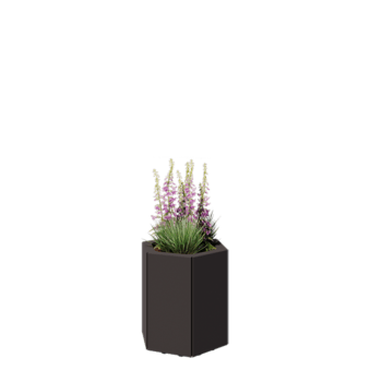 Stalowa donica - Sześciokątne - 39,3 x 34,6 x 40 cm - RAL7016 matowy (szary antracyt) - Z płytą dolną - Z nóżkami