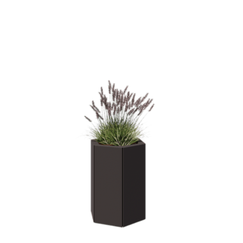 Stalowa donica - Sześciokątne - 39,3 x 34,6 x 50 cm - RAL7016 matowy (szary antracyt) - Bez płyty dolnej