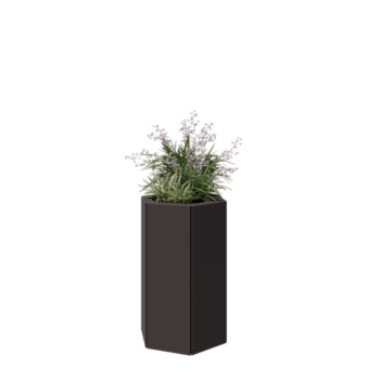 Stalowa donica - Sześciokątne - 39,3 x 34,6 x 60 cm - RAL7016 matowy (szary antracyt) - Bez płyty dolnej