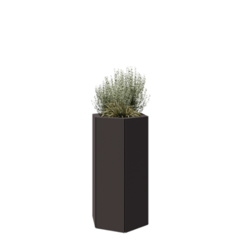 Stalowa donica - Sześciokątne - 39,3 x 34,6 x 70 cm - RAL7016 matowy (szary antracyt) - Bez płyty dolnej