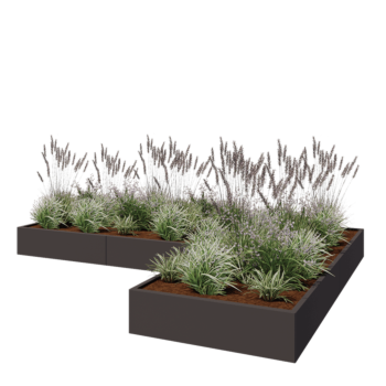 Stalowa donica - L-kształtne - 360 x 240 x 30 cm - Inny kolor RAL - Bez płyty dolnej