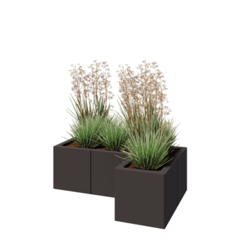 Stalowa donica - L-kształtne - 90 x 60 x 30 cm - Inny kolor RAL - Bez płyty dolnej