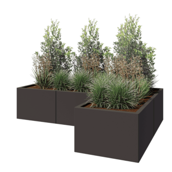 Stalowa donica - L-kształtne - 180 x 120 x 40 cm - Inny kolor RAL - Z płytą dolną